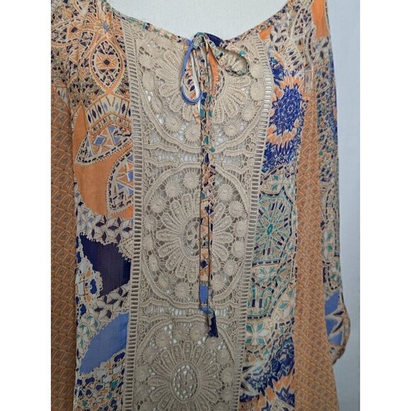 Meadow Rue Top Blouse Crochet Sheer - Picture 2 of 4